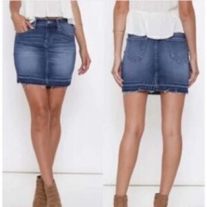 KanCan Zuma Raw Released Hem Denim Mini Skirt
